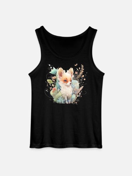 Renard Aquarelle Fleurs - Débardeur Gildan Homme - noir