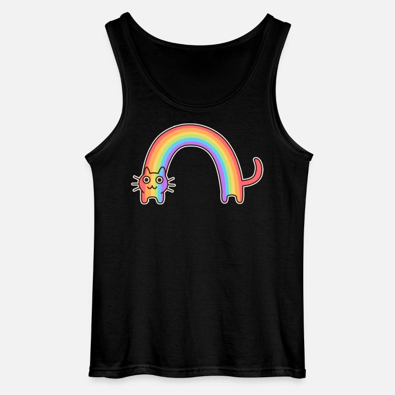 Regenbogenkatze. Buntes Design der Katze * - Gildan Männer Tank Top - Schwarz