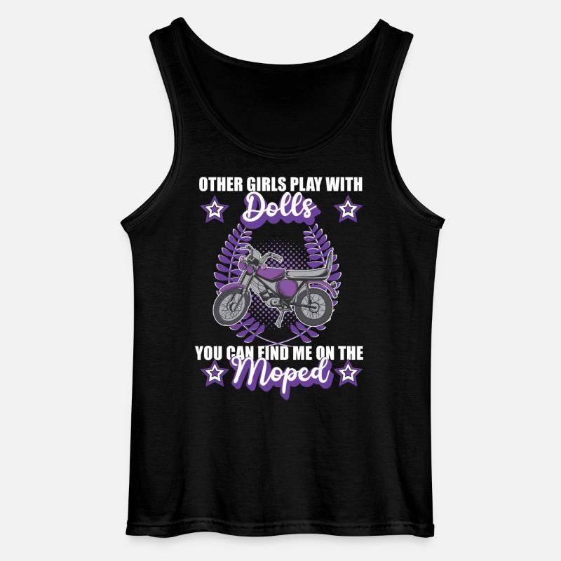 Moped Mopedfahrerin Retro Mofa Zweitakt Roller - Gildan Männer Tank Top - Schwarz