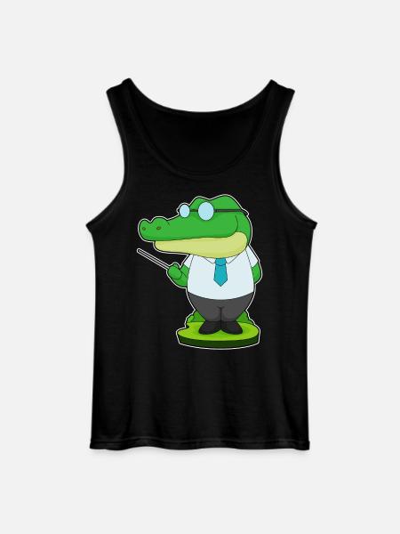 Crocodile Teacher Pointing Stick School - Gildan Men’s Tank Top - black