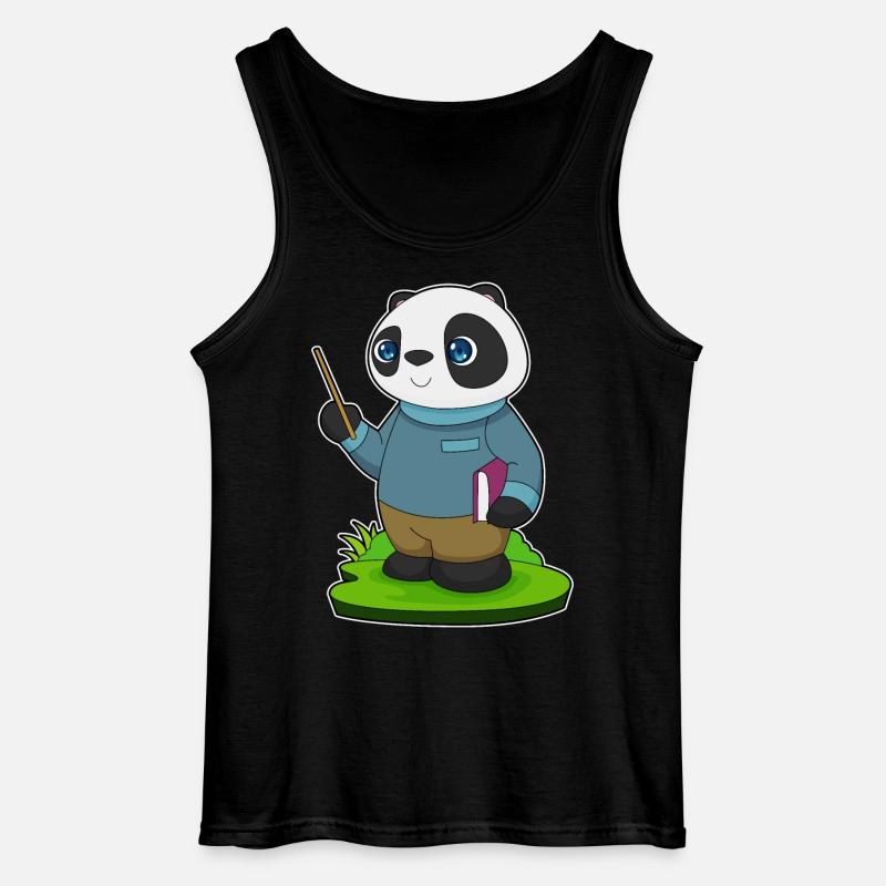 Panda Lehrer Zeigestab Schule - Gildan Männer Tank Top - Schwarz