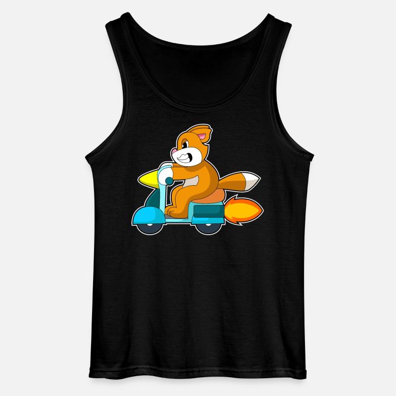 Katze Motorroller - Gildan Männer Tank Top - Schwarz