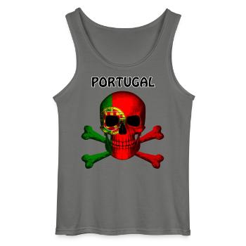 Skull Jolly Roger Pirate Flag Portugal R6Z - Gildan Men’s Tank Top - charcoal grey - Front - AI Model Male 185 dark (185cm)