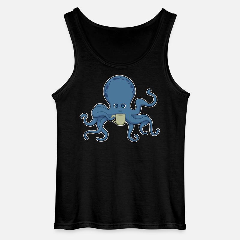 Krake Kaffee Becher - Gildan Männer Tank Top - Schwarz