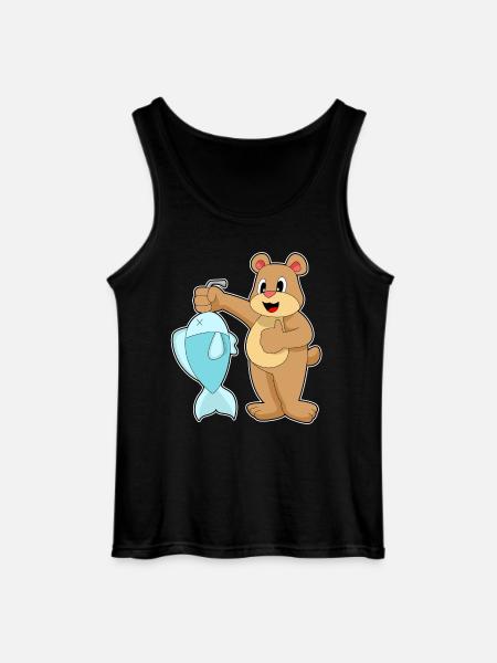 Bear Angler Fish Fishing - Gildan Men’s Tank Top - black