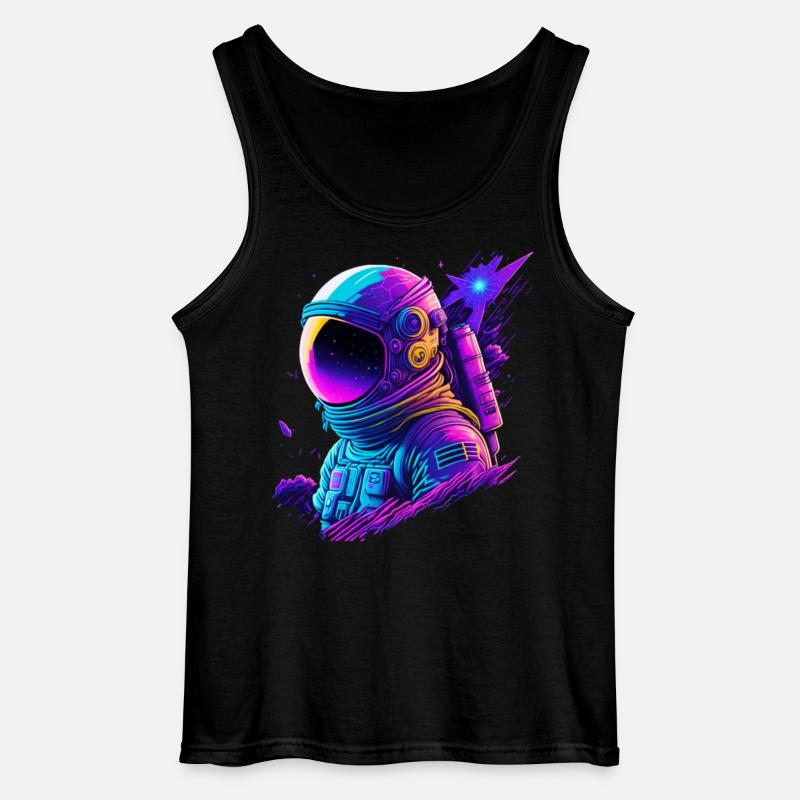 Synthwave Astronaut Space Explorer - Gildan Männer Tank Top - Schwarz