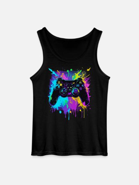 farbenfroher Graffiti Gaming Controller - Gildan Männer Tank Top - Schwarz