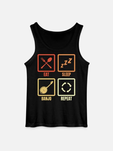 Eat Sleep Banjo Repeat - Gildan Men’s Tank Top - black