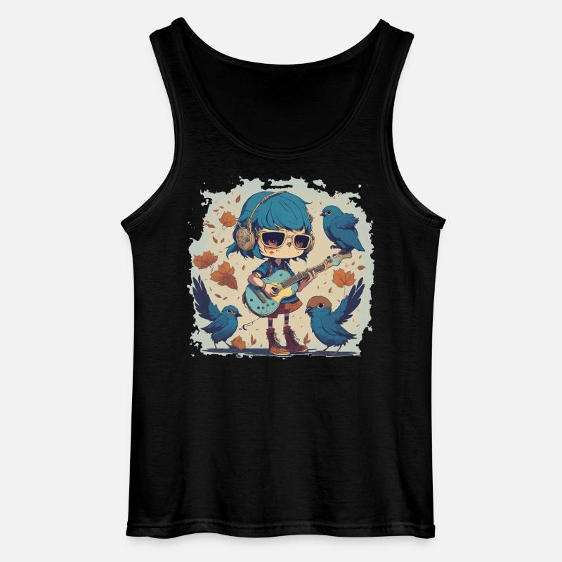 Mädchen mit Gitarre im Herbst - Gildan Männer Tank Top - Schwarz