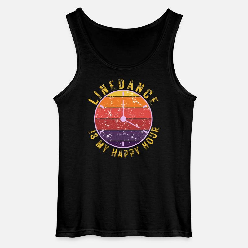 Geschenkidee: Linedance is my happy hour - Gildan Männer Tank Top - Schwarz