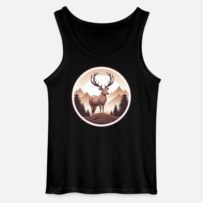 Hirsch Wald und Berge - Gildan Männer Tank Top - Schwarz