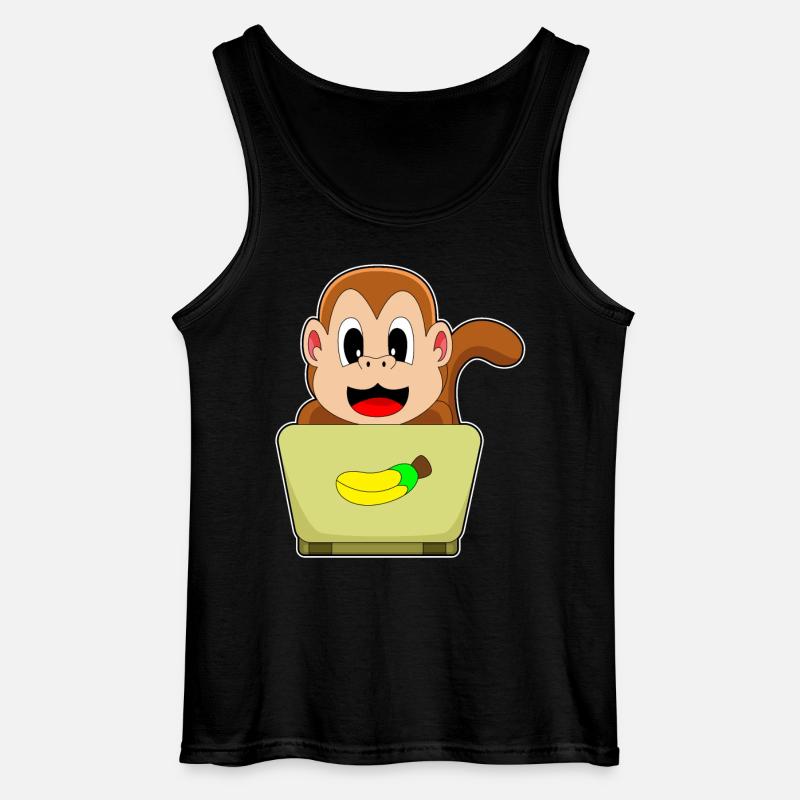 Monkey Laptop - Gildan Men’s Tank Top - black