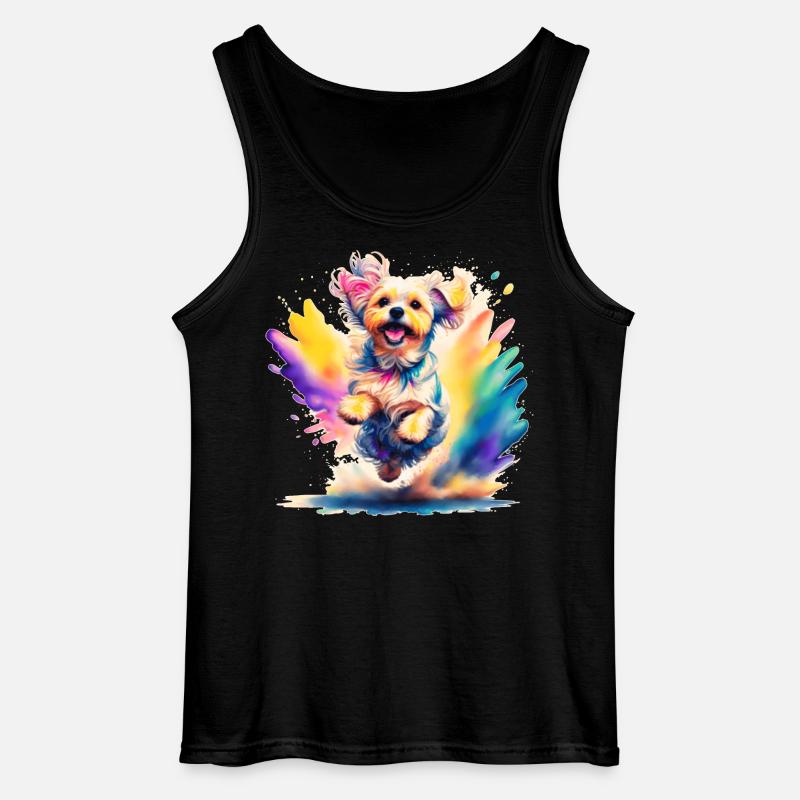 Malteserwelpe springt - Gildan Männer Tank Top - Schwarz