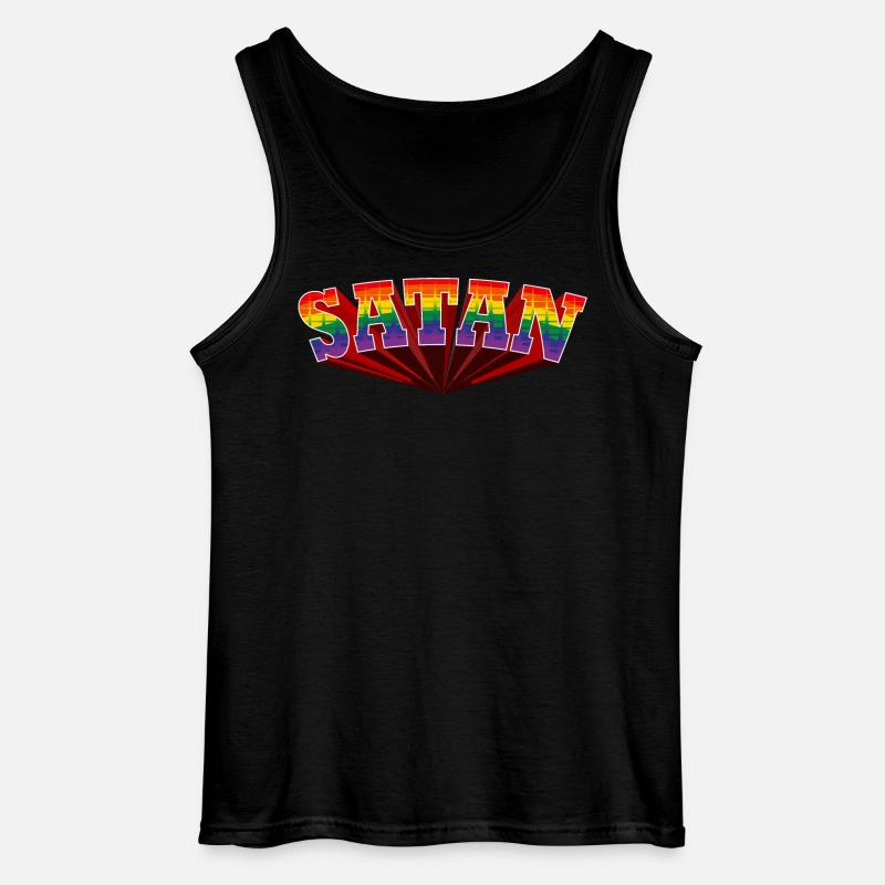 Satan Regenbogen Text - Gildan Männer Tank Top - Schwarz