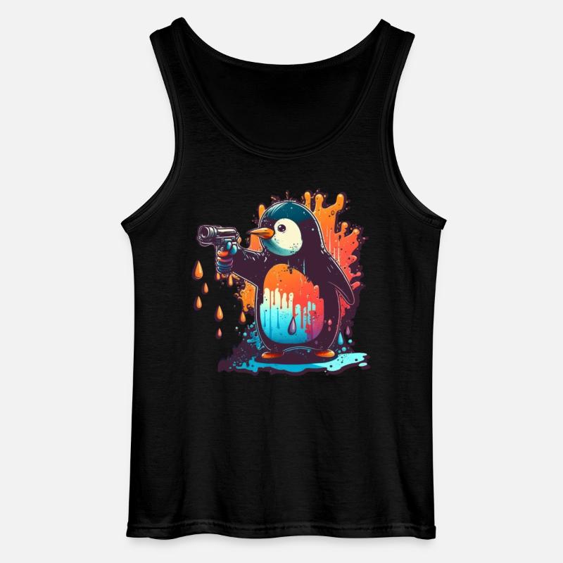 Penguin with pulled kolt - Gildan Men’s Tank Top - black