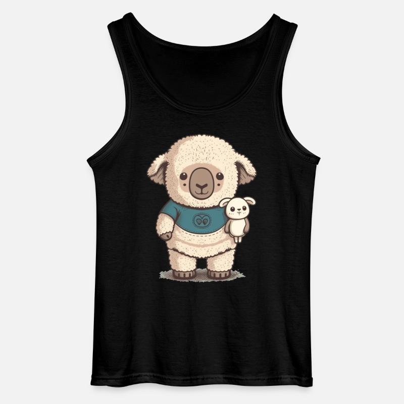 Verschlafenes Schaf mit Kuscheltier - Gildan Männer Tank Top - Schwarz