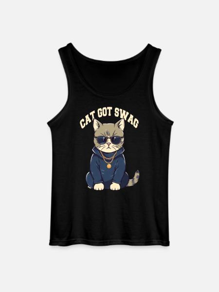 Got Swag Cat with Sunglasses - Gildan Men’s Tank Top - black