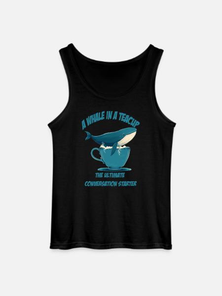 Whale in teacup conversation starter - Gildan Men’s Tank Top - black