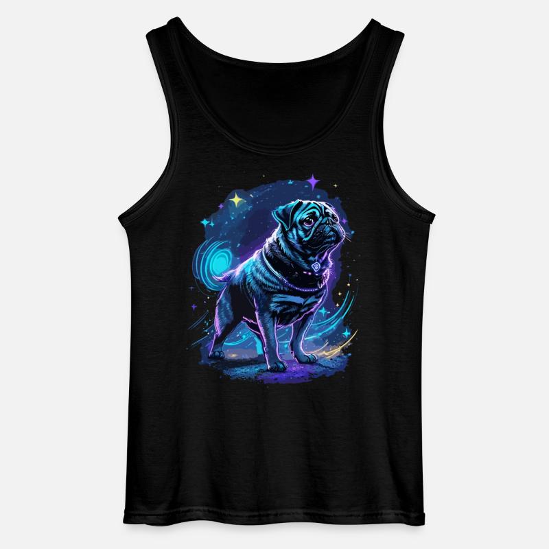 Pug Midnight Magic - Gildan Men’s Tank Top - black