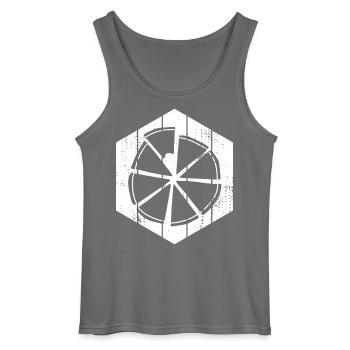 Pizza Drawing - Gildan Men’s Tank Top - charcoal grey - Front - AI Model Male 185 dark (185cm)