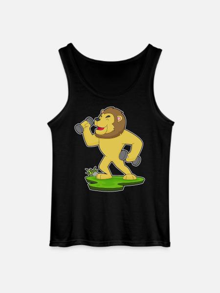 Lion Bodybuilder Dumbbells Bodybuilding - Gildan Men’s Tank Top - black