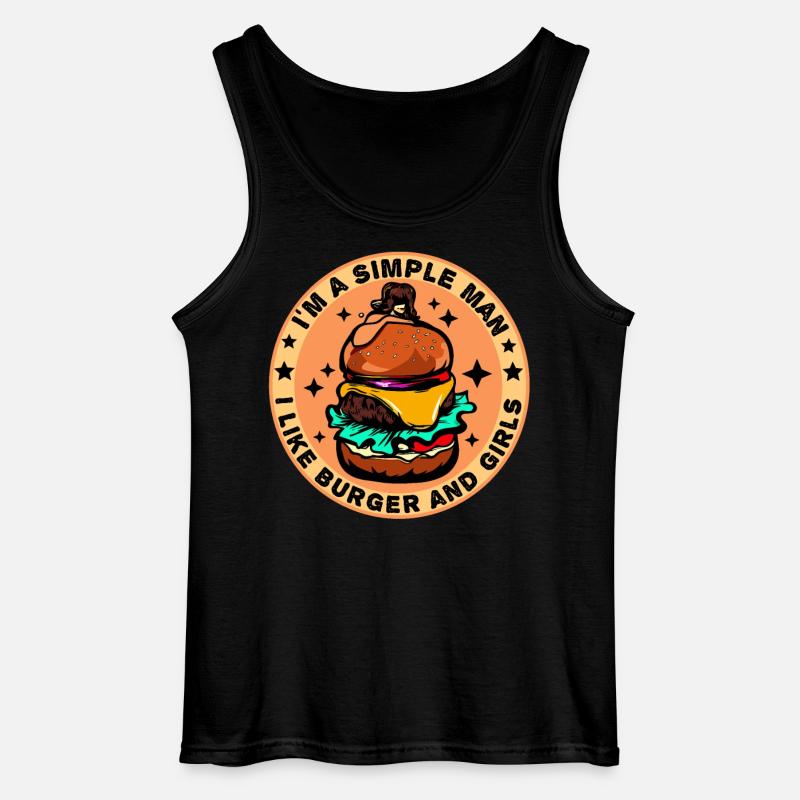 Burger Cheeseburger liebe - einfacher Mann - Gildan Männer Tank Top - Schwarz