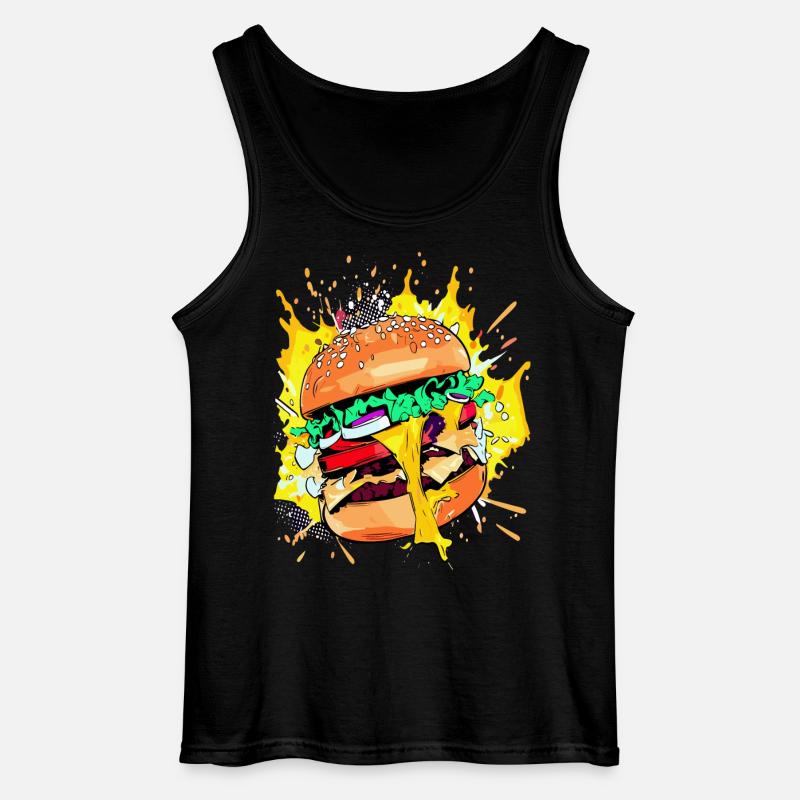 Extra Käse Burger Cheeseburge - Gildan Männer Tank Top - Schwarz