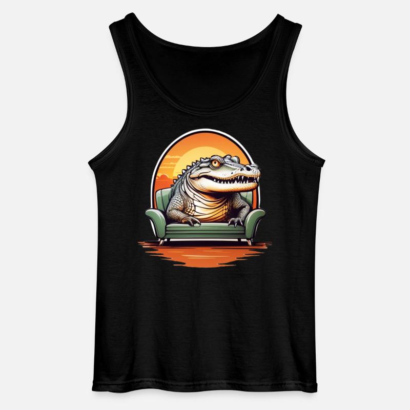 Alligator on sofa - Gildan Men’s Tank Top - black