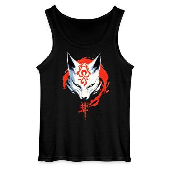 Kumiho Masque de renard samouraï Kitsune Japon Anime - Débardeur Gildan Homme - noir - Devant - AI Model Male 185 dark (185cm)