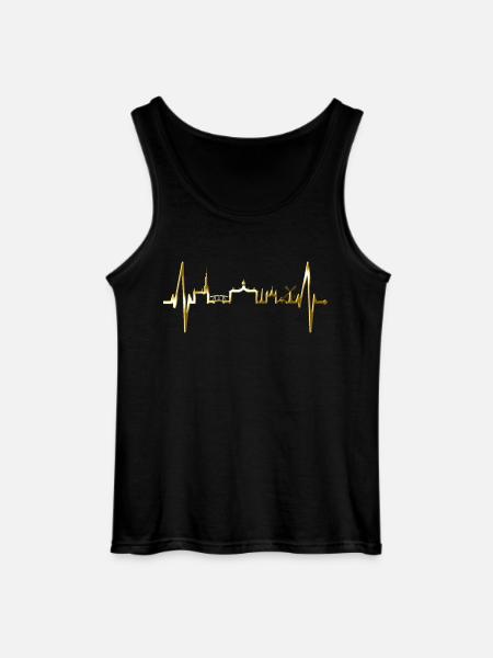 Amsterdam Skyline Netherlands Heartbeat Holland - Gildan Men’s Tank Top - black