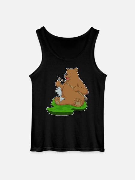 Bear Angler Fish Fishing - Gildan Men’s Tank Top - black