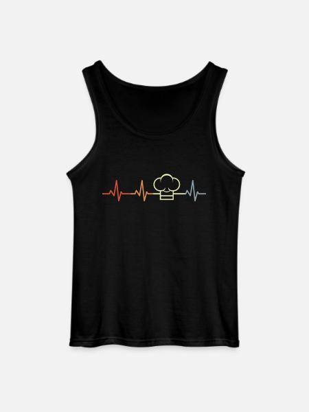 Retro Chef's Hat Heart Line - Gildan Men’s Tank Top - black