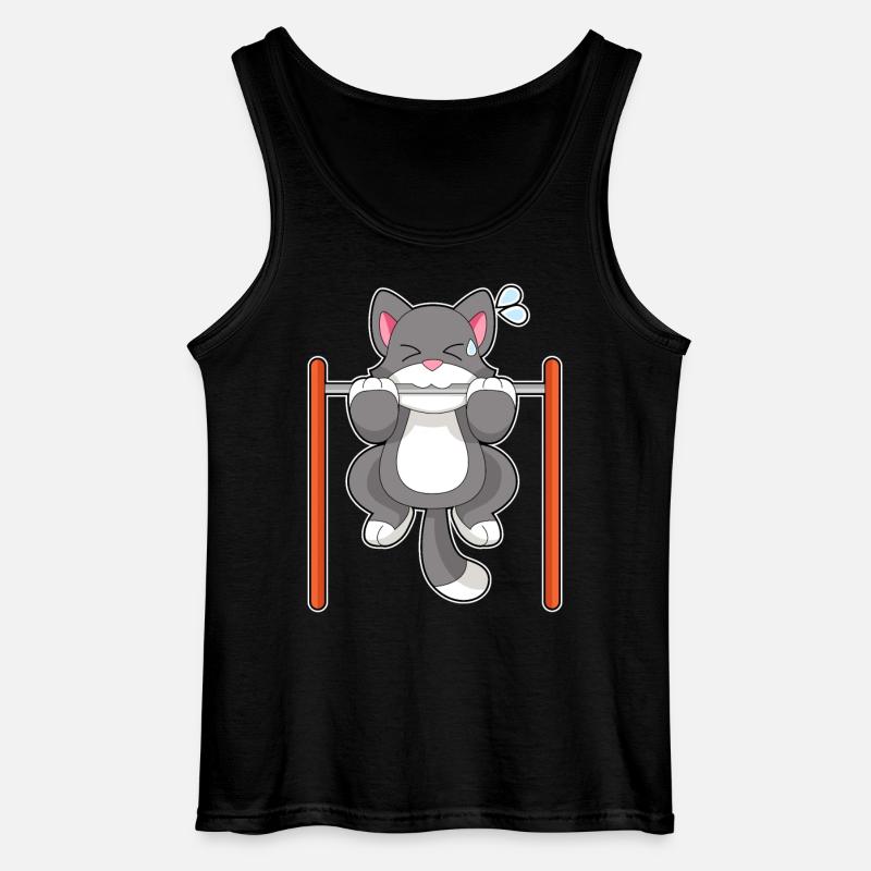 Cat Bodybuilder Pull-ups Bodybuilding - Gildan Men’s Tank Top - black