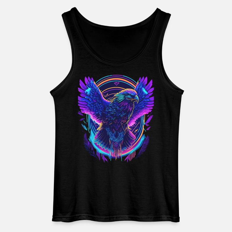 Flying Eagle Synthwave - Gildan Men’s Tank Top - black