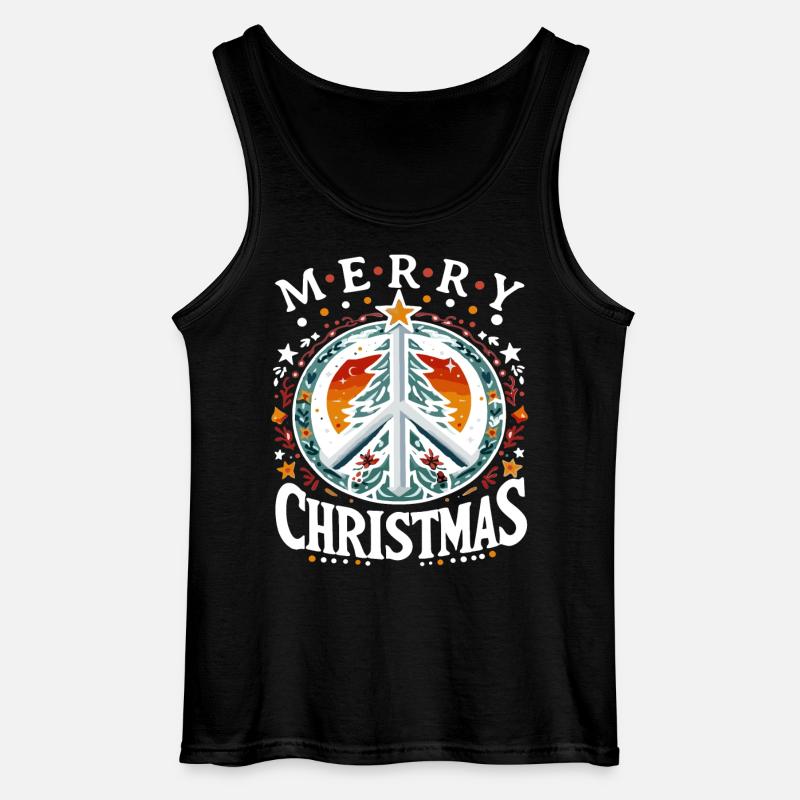 Frohe Weihnachten Friedens Weihnachtsbaum - Gildan Männer Tank Top - Schwarz