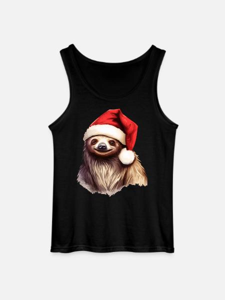 Sloth with Santa Hat Christmas Outfit - Gildan Men’s Tank Top - black