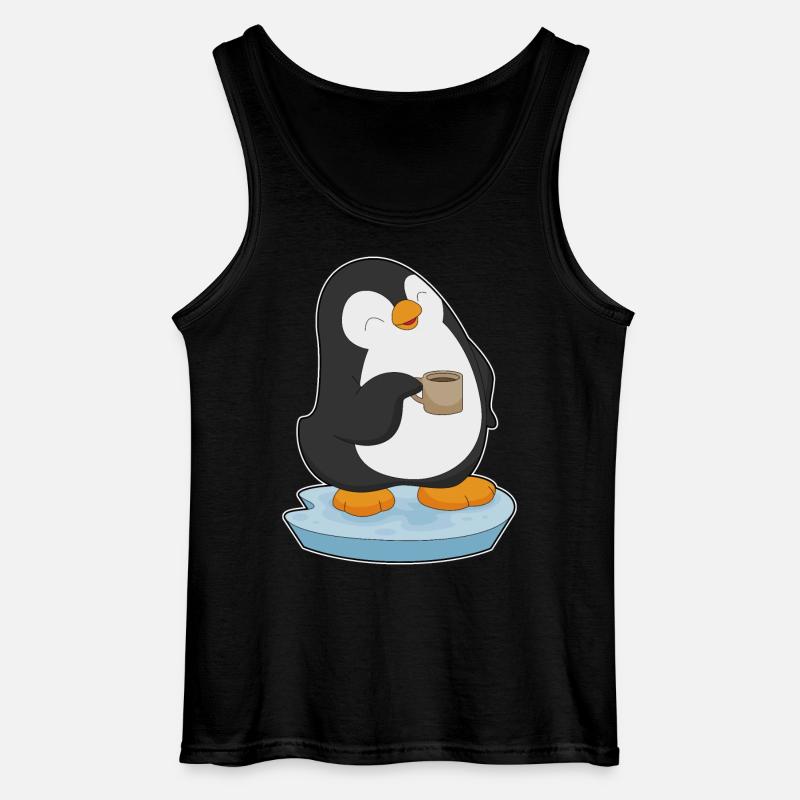 Pinguin Kaffee Tasse - Gildan Männer Tank Top - Schwarz