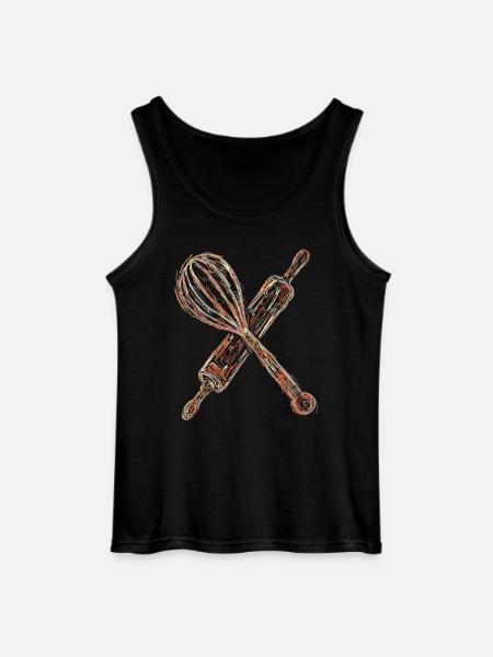 Rolling pin and hand mixer drawing - Gildan Men’s Tank Top - black