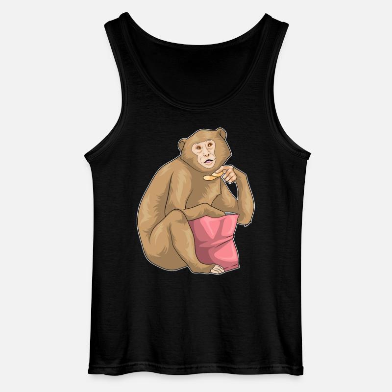 Affe Chips Chipstüte - Gildan Männer Tank Top - Schwarz