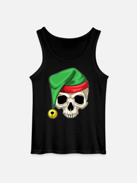Skull Christmas Santa Hat - Gildan Men’s Tank Top - black