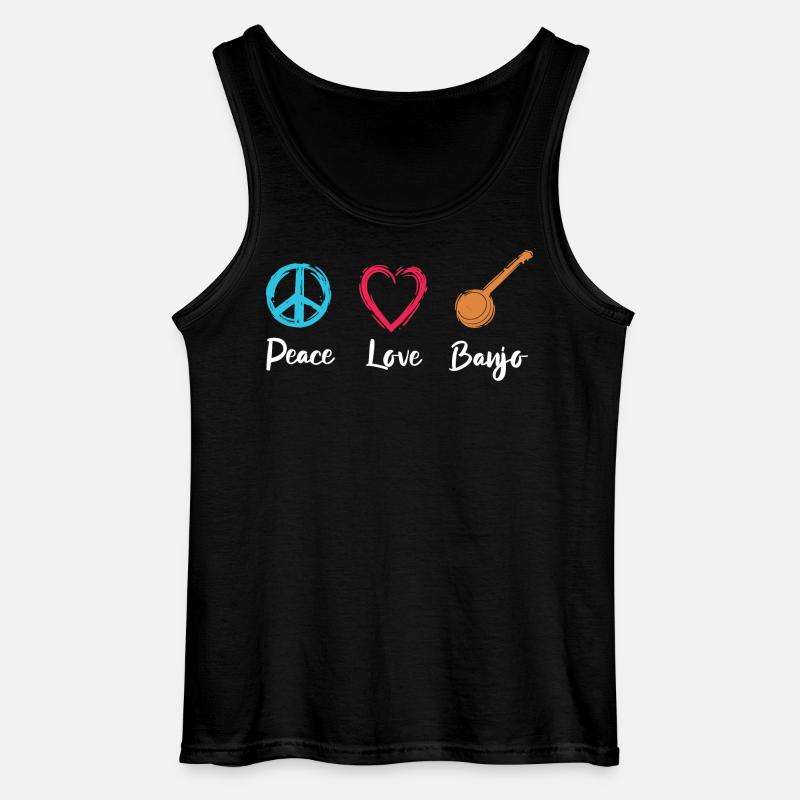 Friede Liebe Banjo - Gildan Männer Tank Top - Schwarz