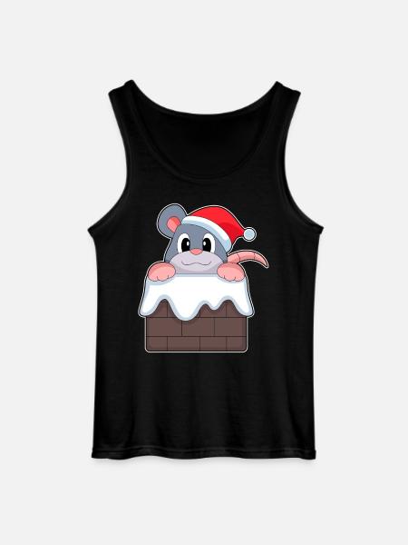 Mouse Christmas Christmas Hat - Gildan Men’s Tank Top - black