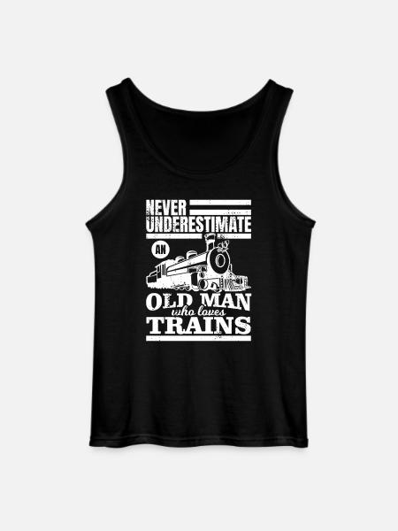 Never underestimate an old train lover - Gildan Men’s Tank Top - black