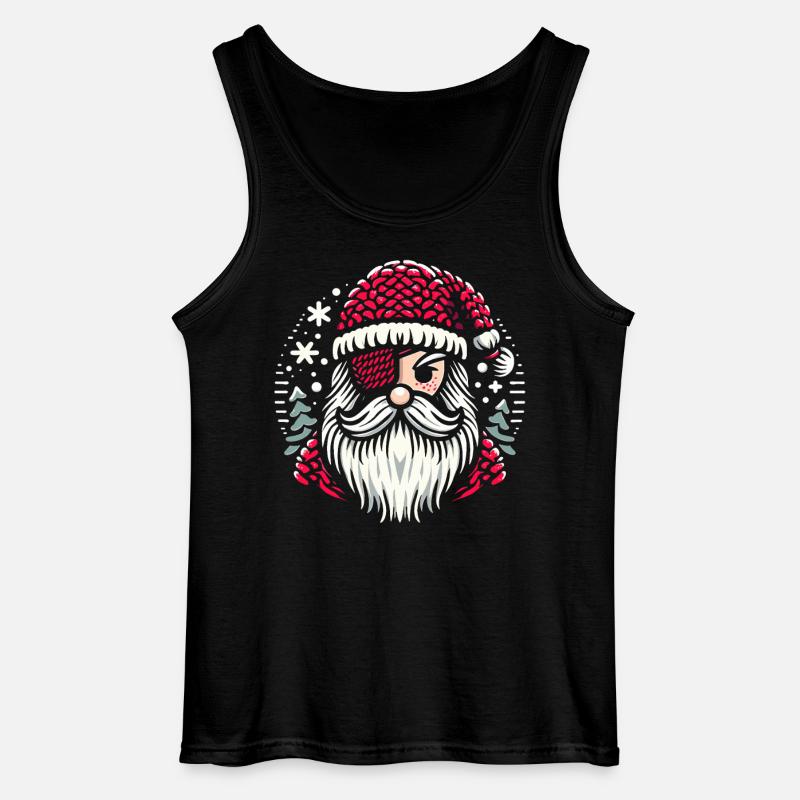 Weihnachtsmann Strickmuster mit Augenklappe - Gildan Männer Tank Top - Schwarz