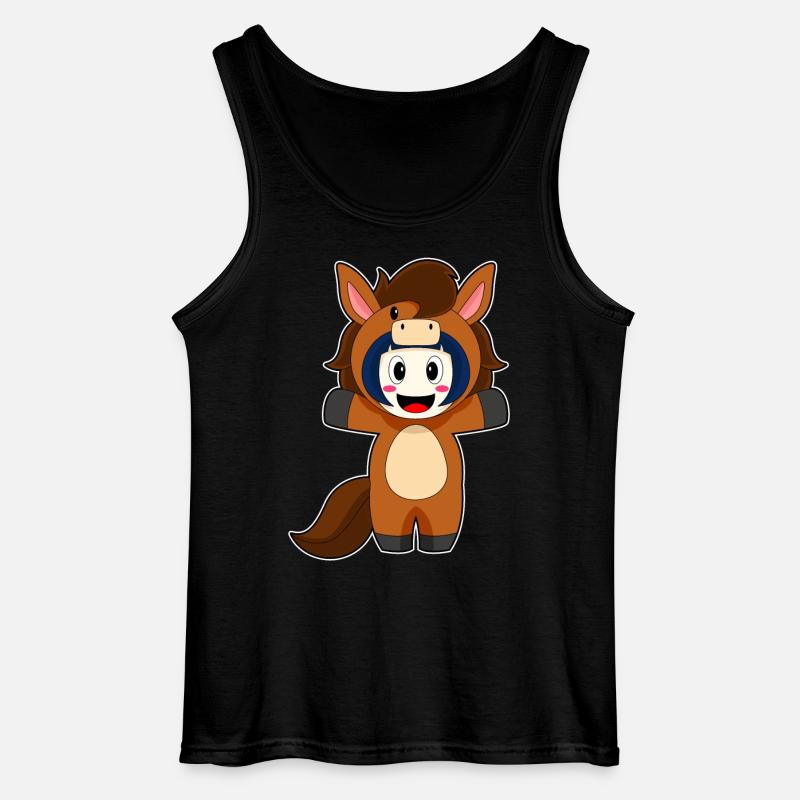 Pferd Mädchen Kostüm - Gildan Männer Tank Top - Schwarz