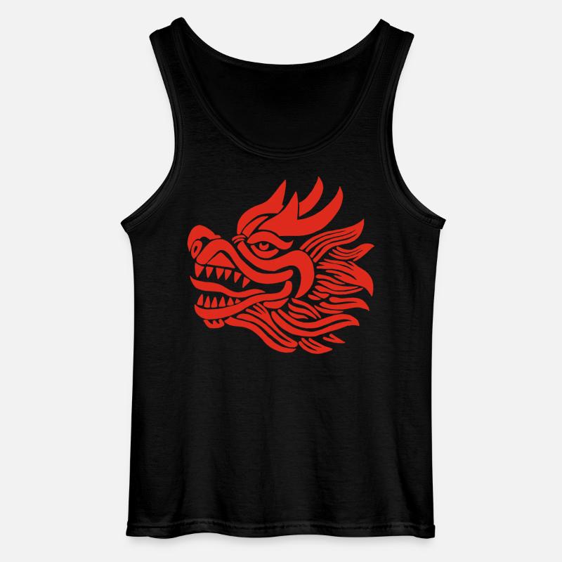 Chinesischer Drachenkopf (Rot) - Gildan Männer Tank Top - Schwarz