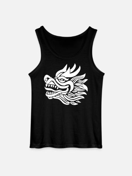 Chinese Dragon Head (White) - Gildan Men’s Tank Top - black
