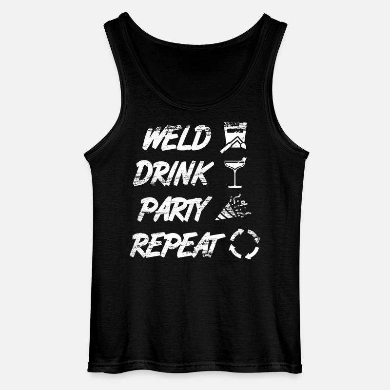 welding, drinking, celebrating, repeating - Gildan Men’s Tank Top - black