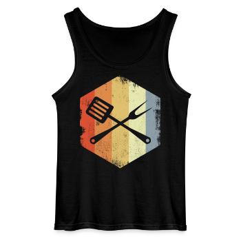 Retro Cooking Utensils - Gildan Men’s Tank Top - black - Front - AI Model Male 185 dark (185cm)
