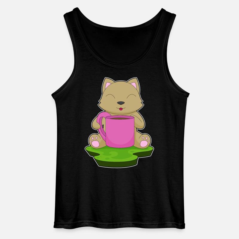 Katze Kaffee Becher - Gildan Männer Tank Top - Schwarz